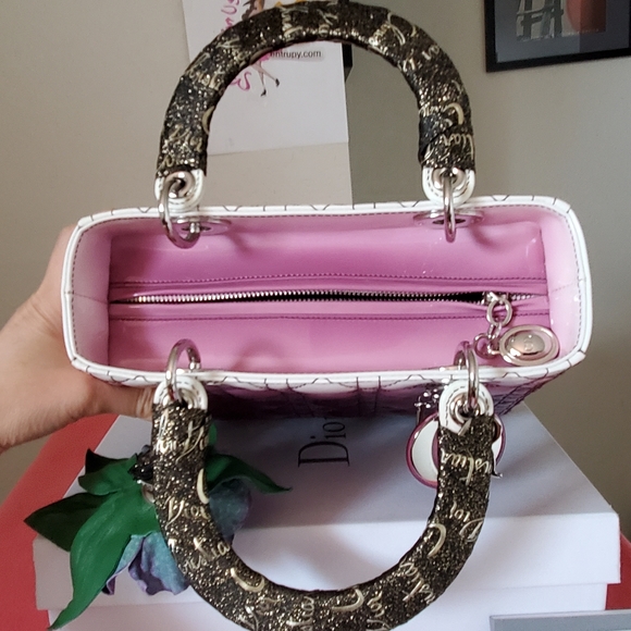 Lady Dior purple white silver hard ware medium bag - Picture 6 of 14